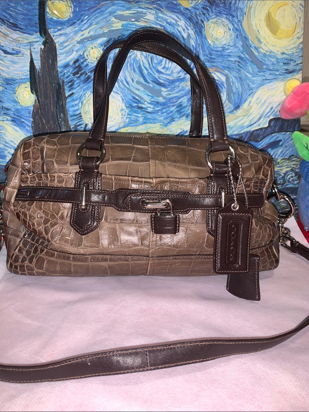 Coach Vintage. Crocodile embossed leather Boston / Satchel